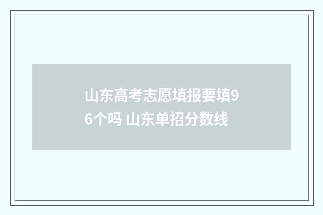 山东高考志愿填报要填96个吗 山东单招分数线