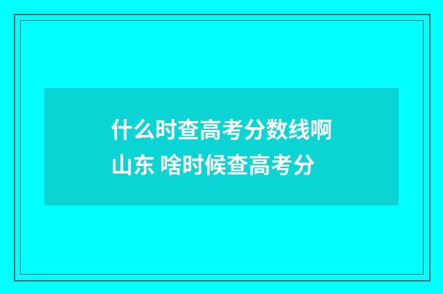什么时查高考分数线啊山东 啥时候查高考分
