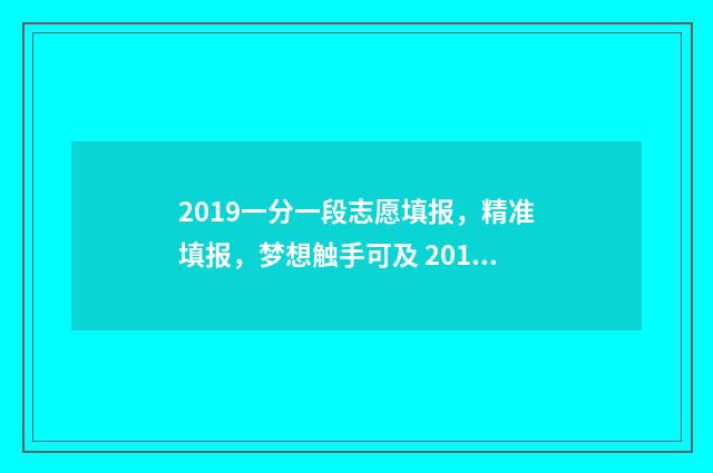 2019一分一段志愿填报，精准填报，梦想触手可及 2019一分一段表