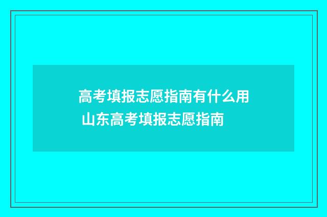 高考填报志愿指南有什么用 山东高考填报志愿指南