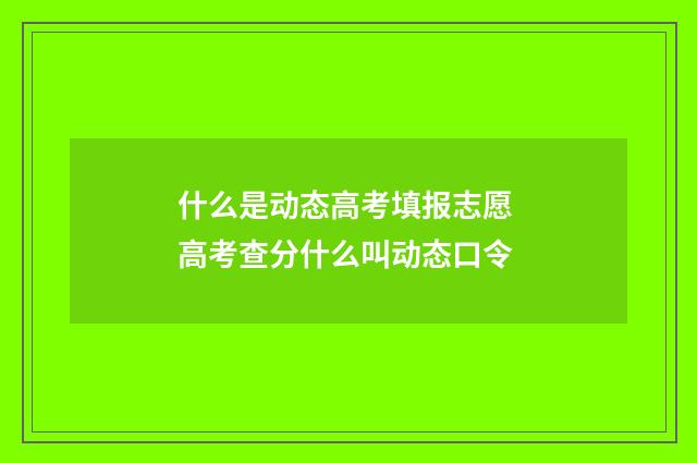 什么是动态高考填报志愿 高考查分什么叫动态口令