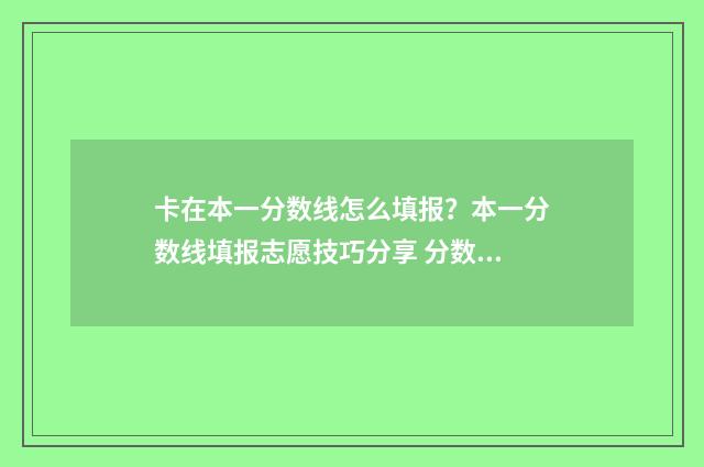 卡在本一分数线怎么填报？本一分数线填报志愿技巧分享 分数正好在一本线