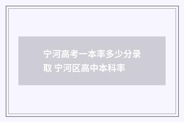 宁河高考一本率多少分录取 宁河区高中本科率