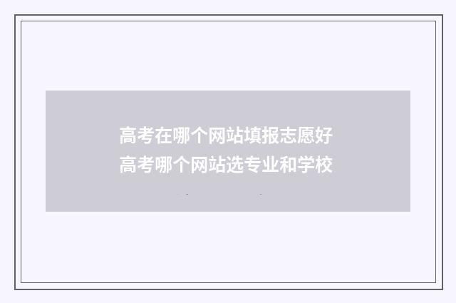 高考在哪个网站填报志愿好 高考哪个网站选专业和学校