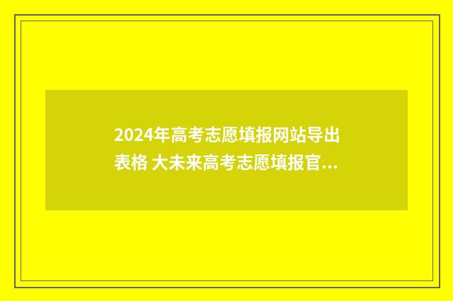 2024年高考志愿填报网站导出表格 大未来高考志愿填报官网