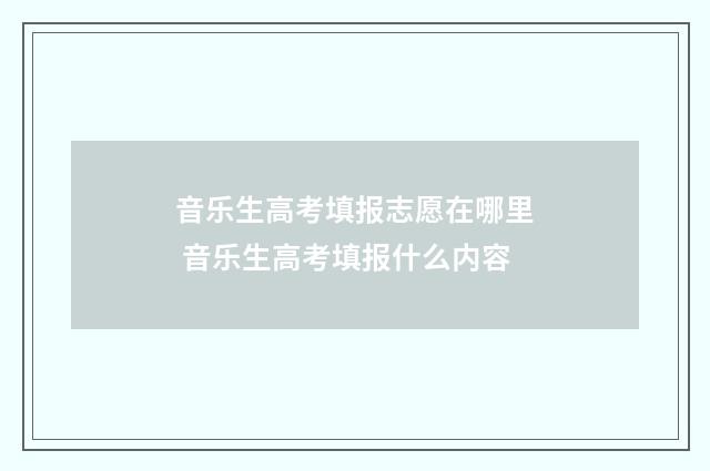 音乐生高考填报志愿在哪里 音乐生高考填报什么内容
