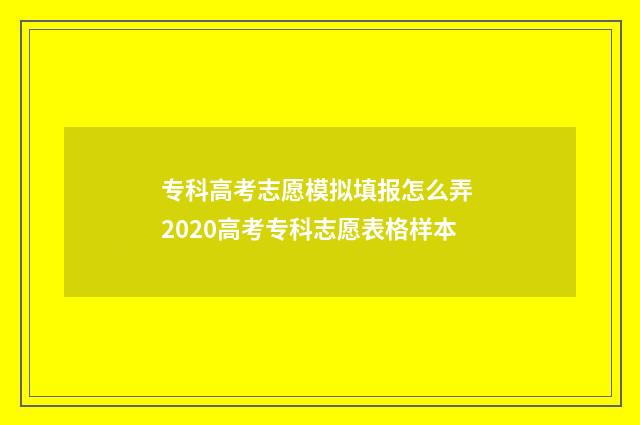 专科高考志愿模拟填报怎么弄 2020高考专科志愿表格样本