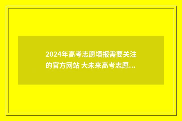 2024年高考志愿填报需要关注的官方网站 大未来高考志愿填报官网