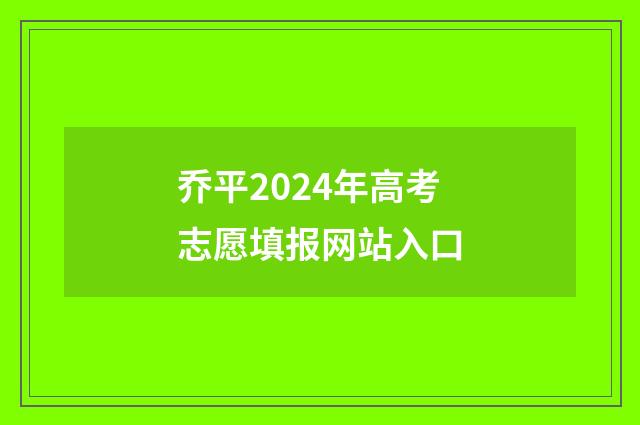 乔平2024年高考志愿填报网站入口