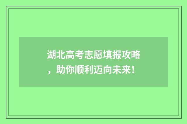 湖北高考志愿填报攻略,助你顺利迈向未来!