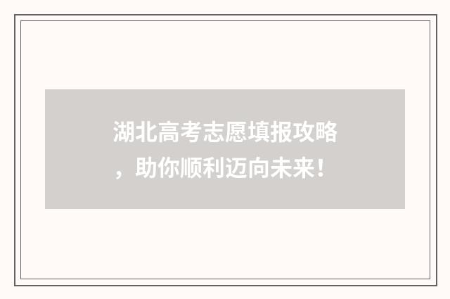 湖北高考志愿填报攻略，助你顺利迈向未来！