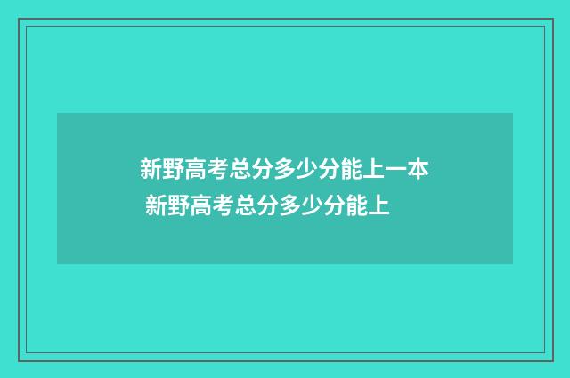 新野高考总分多少分能上一本 新野高考总分多少分能上