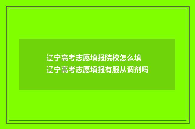辽宁高考志愿填报院校怎么填 辽宁高考志愿填报有服从调剂吗