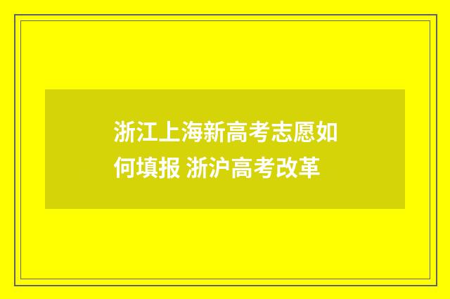 浙江上海新高考志愿如何填报 浙沪高考改革