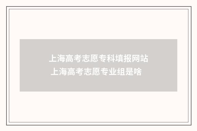 上海高考志愿专科填报网站 上海高考志愿专业组是啥