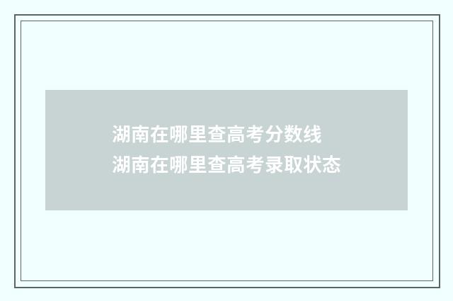 湖南在哪里查高考分数线 湖南在哪里查高考录取状态