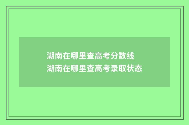 湖南在哪里查高考分数线 湖南在哪里查高考录取状态
