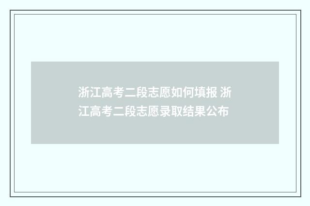 浙江高考二段志愿如何填报 浙江高考二段志愿录取结果公布