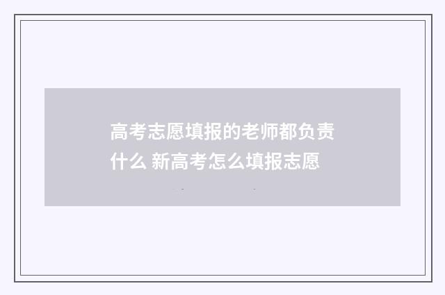 高考志愿填报的老师都负责什么 新高考怎么填报志愿