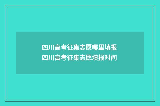 四川高考征集志愿哪里填报 四川高考征集志愿填报时间