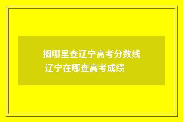 搁哪里查辽宁高考分数线 辽宁在哪查高考成绩
