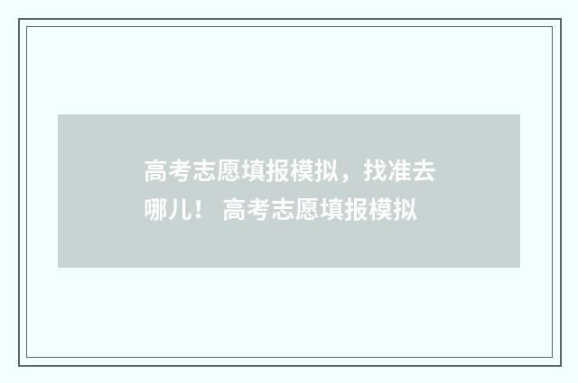 高考志愿填报模拟,找准去哪儿! 高考志愿填报模拟