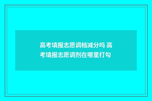 高考填报志愿调档减分吗 高考填报志愿调剂在哪里打勾