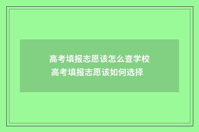 高考填报志愿该怎么查学校 高考填报志愿该如何选择