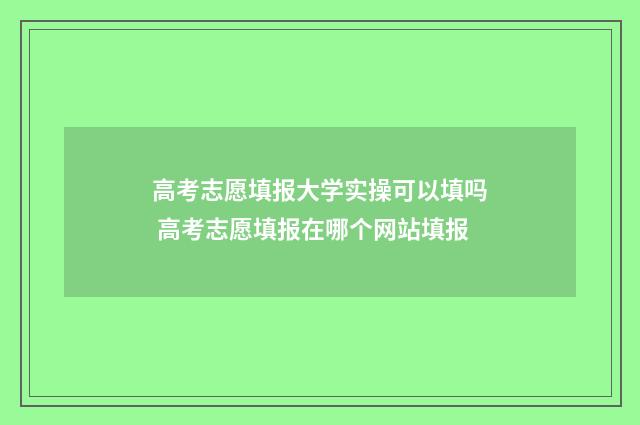 高考志愿填报大学实操可以填吗 高考志愿填报在哪个网站填报