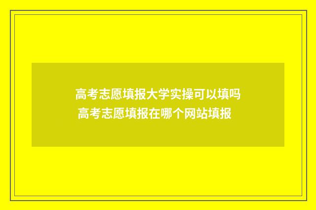 高考志愿填报大学实操可以填吗 高考志愿填报在哪个网站填报