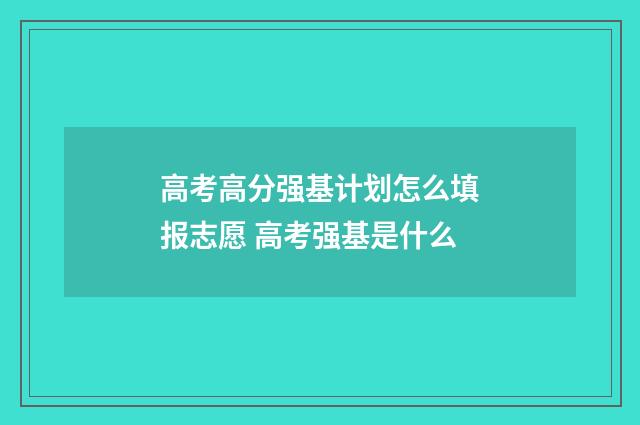 高考高分强基计划怎么填报志愿 高考强基是什么