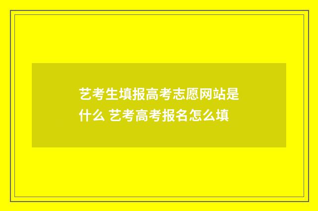 艺考生填报高考志愿网站是什么 艺考高考报名怎么填