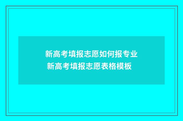 新高考填报志愿如何报专业 新高考填报志愿表格模板