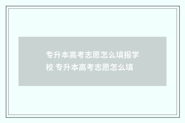 专升本高考志愿怎么填报学校 专升本高考志愿怎么填