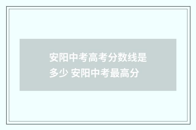 安阳中考高考分数线是多少 安阳中考最高分