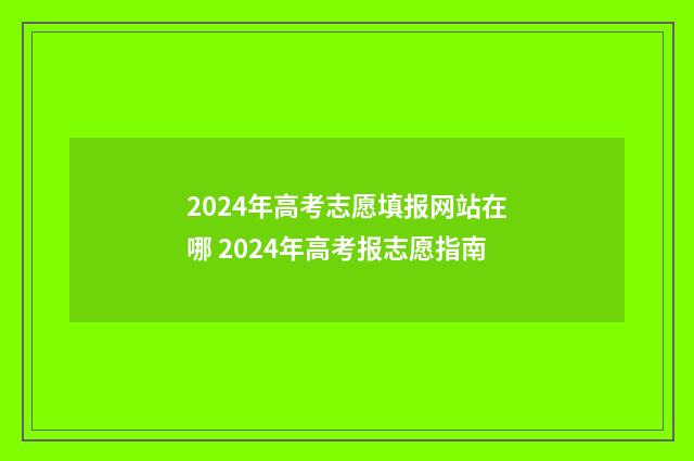 2024年高考志愿填报网站在哪 2024年高考报志愿指南