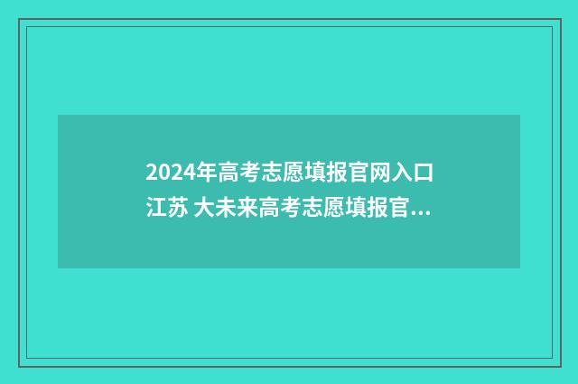 2024年高考志愿填报官网入口江苏 大未来高考志愿填报官网