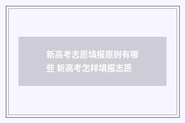 新高考志愿填报原则有哪些 新高考怎样填报志愿