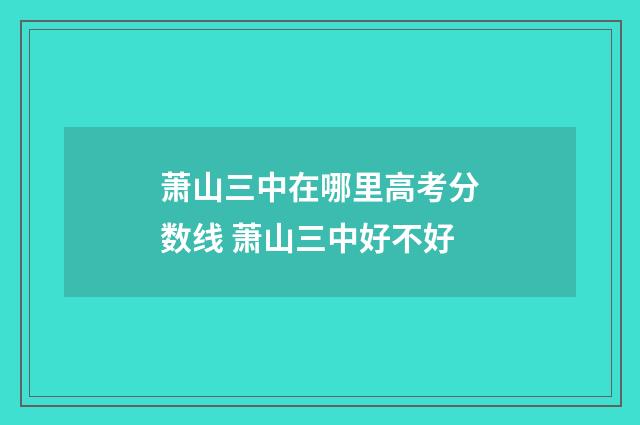 萧山三中在哪里高考分数线 萧山三中好不好