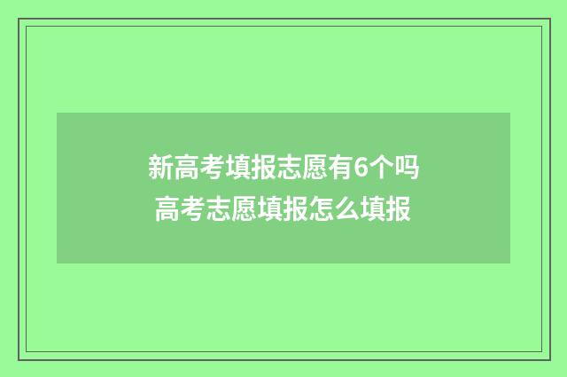 新高考填报志愿有6个吗 高考志愿填报怎么填报