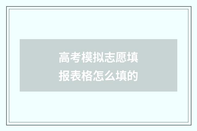 高考模拟志愿填报表格怎么填的