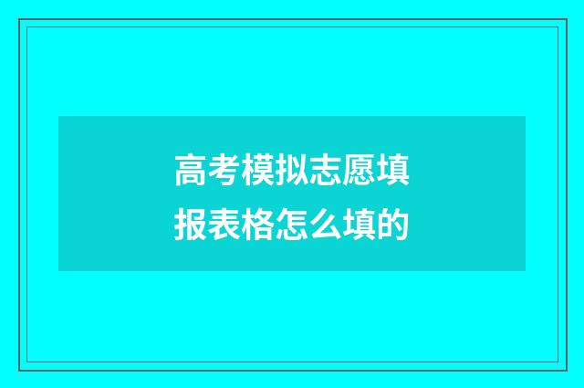 高考模拟志愿填报表格怎么填的