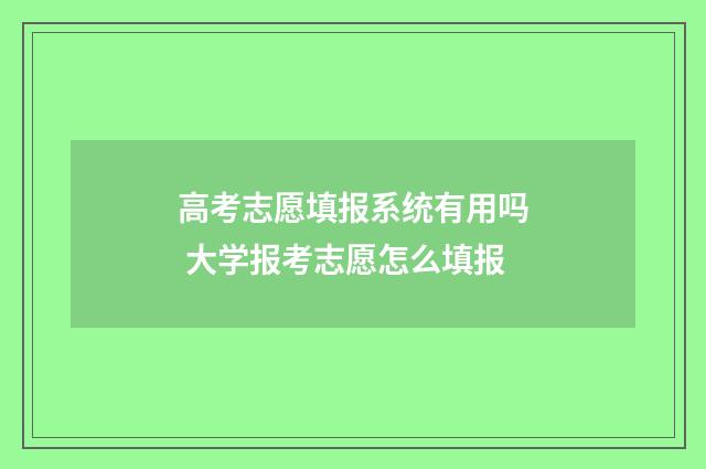 高考志愿填报系统有用吗 大学报考志愿怎么填报