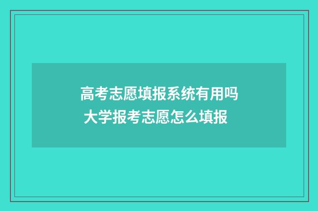 高考志愿填报系统有用吗 大学报考志愿怎么填报