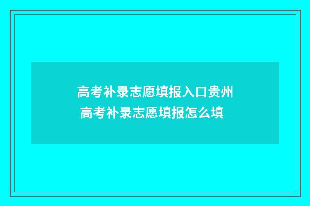 高考补录志愿填报入口贵州 高考补录志愿填报怎么填