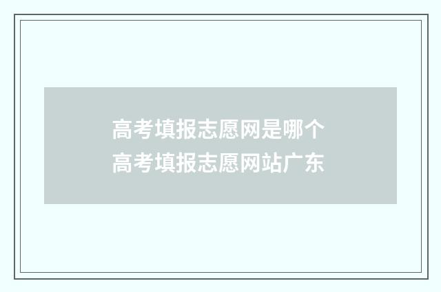 高考填报志愿网是哪个 高考填报志愿网站广东