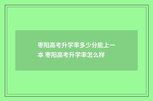 枣阳高考升学率多少分能上一本 枣阳高考升学率怎么样