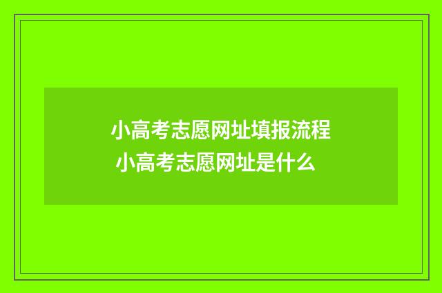 小高考志愿网址填报流程 小高考志愿网址是什么