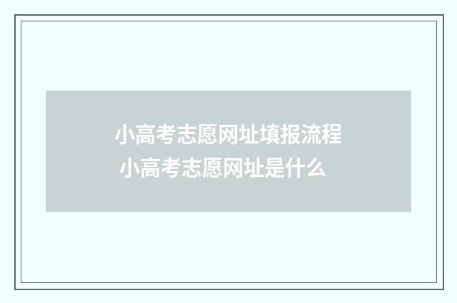 小高考志愿网址填报流程 小高考志愿网址是什么