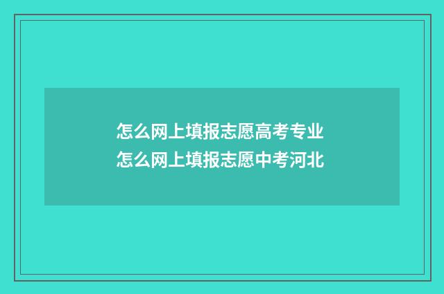 怎么网上填报志愿高考专业 怎么网上填报志愿中考河北